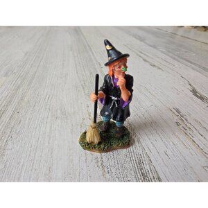 Lemax witch trick or treat broom girl Halloween village accessory people